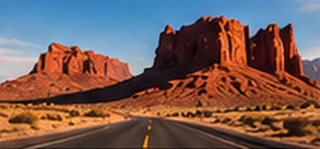 Route au milieu des buttes rouges du Grand Ouest